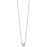 14k White Gold 1 1/2 carat Certified Lab Grown Diamond VS/SI+ G+ Princess Complete Four Prong 18 inch Pendant Necklace